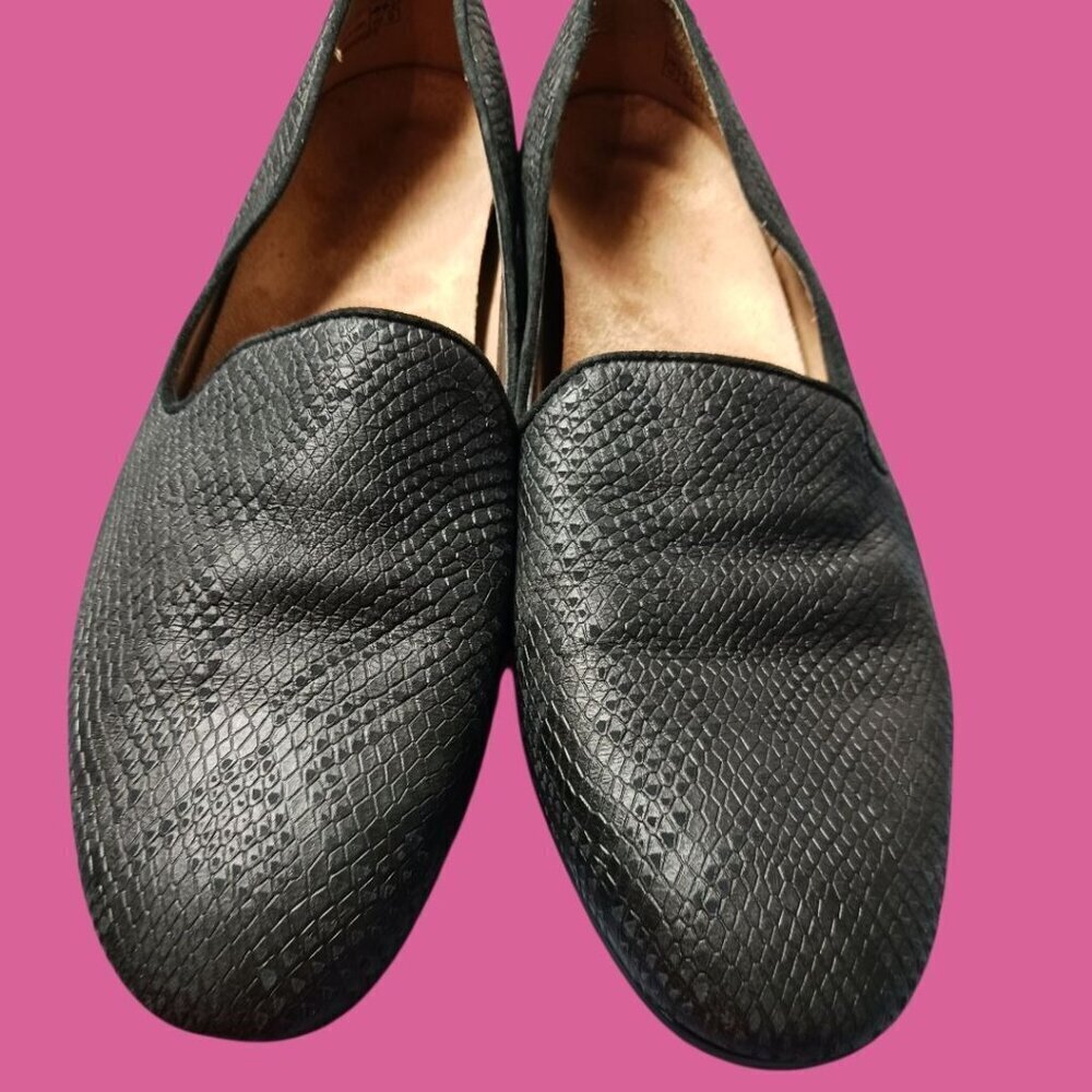 Vionic Willa II Womens Leather Slip-On Loafer Black Size 10